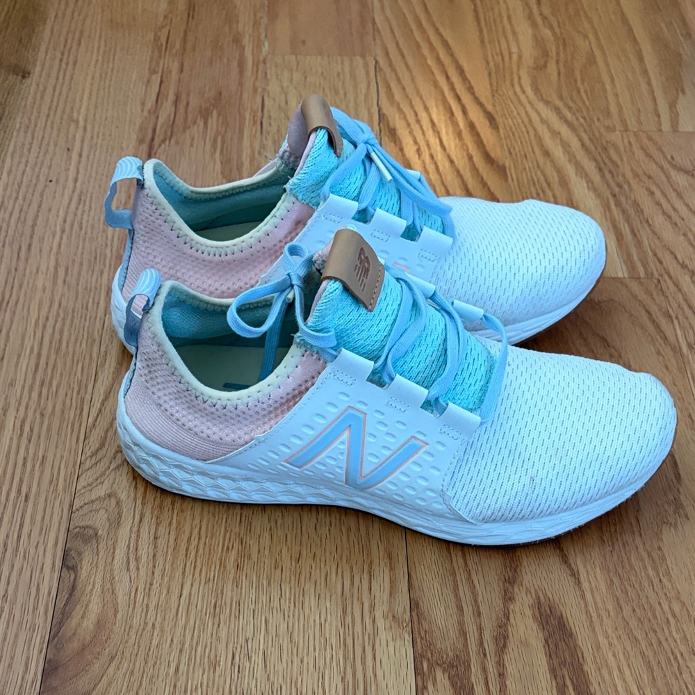 New Balance White, Aqua & Blush Women's Athletic Sneakers